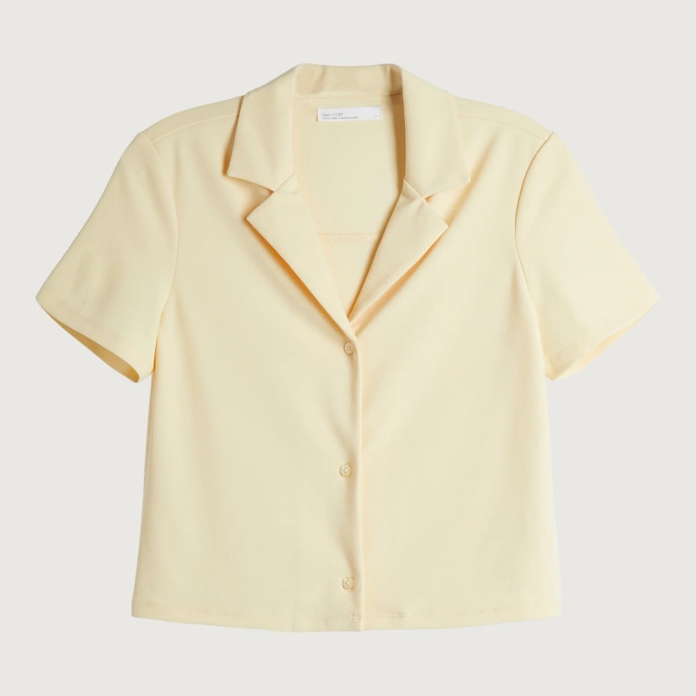 Butter yellow Short Sleeve Button Down Shirt